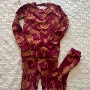 Kids Burgundy Moose Pajama Set